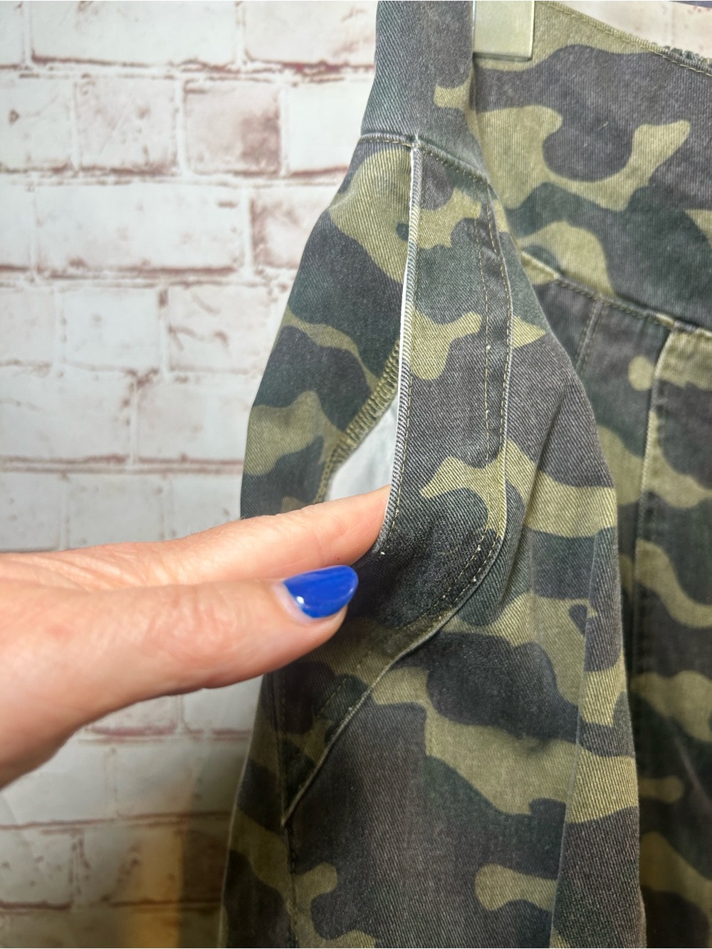 Blue Velvet Camo Wide Leg Boho Palazzo Drawstring Utility Cargo Pants Sz Large - Picture 6 of 7